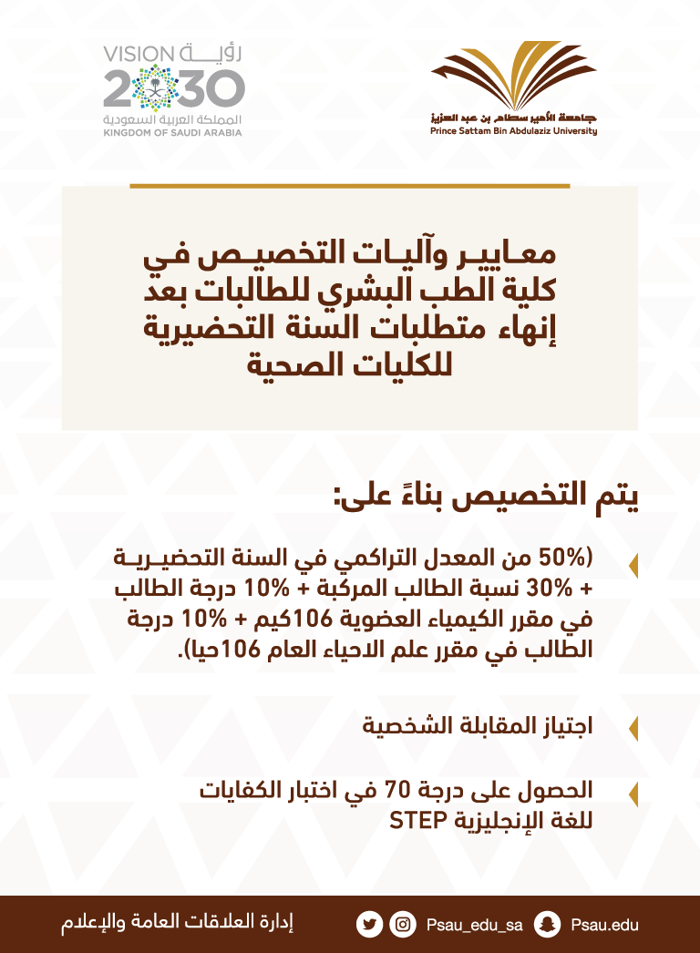 إطلاق تخصص الطب للطالبات في جامعة الأمير سطام بن عبدالعزيز